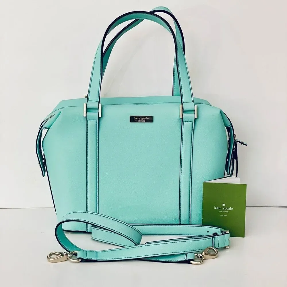 NWT Kate Spade Newbury Lane Alysia Saffiano Green Leather Crossbody Handle Bag